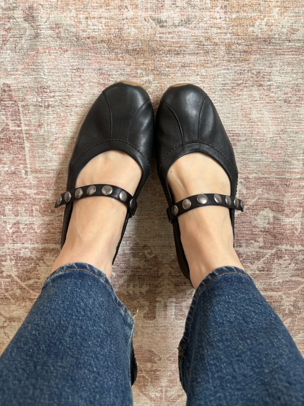 Steve Madden Black Mary Jane Flats with Studded Strap